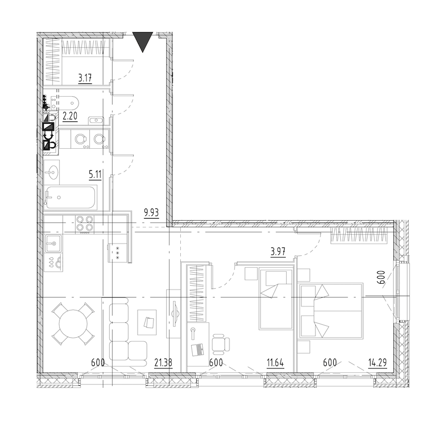 2-комнатная квартира 71.69 м², 2/9 эт., ЖК «LEGENDA Малоохтинский 68»